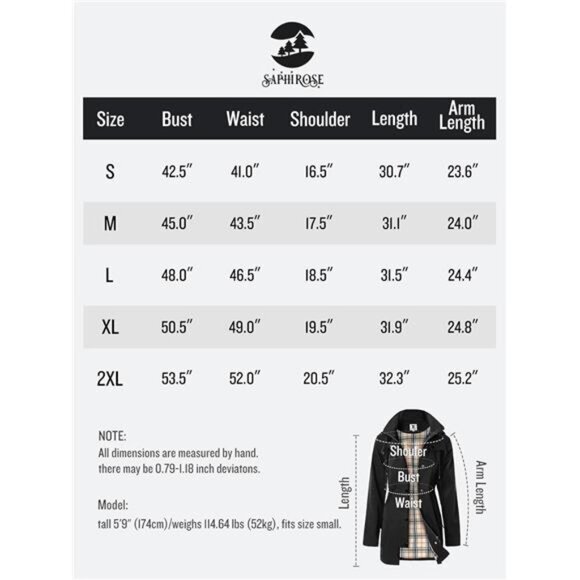 Women's Long Hooded Rain Jacket - Waterproof Outdoor Raincoat Windbreaker, Black - Picture 6 of 7